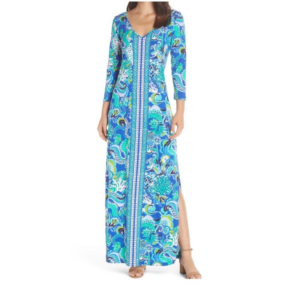 Lilly Pulitzer Blue and Green Maxi Dress NWOT